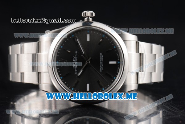 Rolex Oyster Perpetual Air King Clone Rolex 3132 Automatic Stainless Steel Case/Bracelet with Dark Rhodium Dial and Stick Markers - 1:1 Original (JF) - Click Image to Close